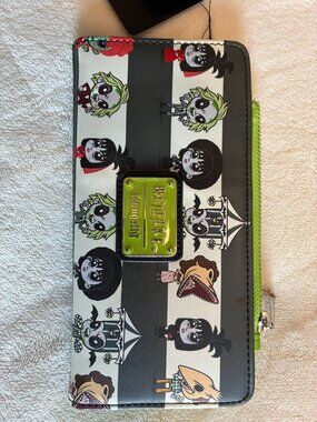 Loungefly Beetlejuice Chibi All Over Print Wallet NWT Tim Burton Zip Clutch